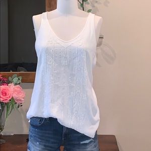 White beaded tank top